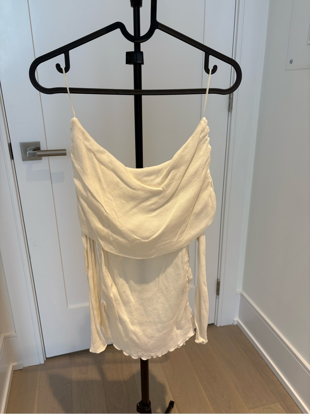 Zara off shoulder Women's Ivory Draped Cowl Neck Camisole Top